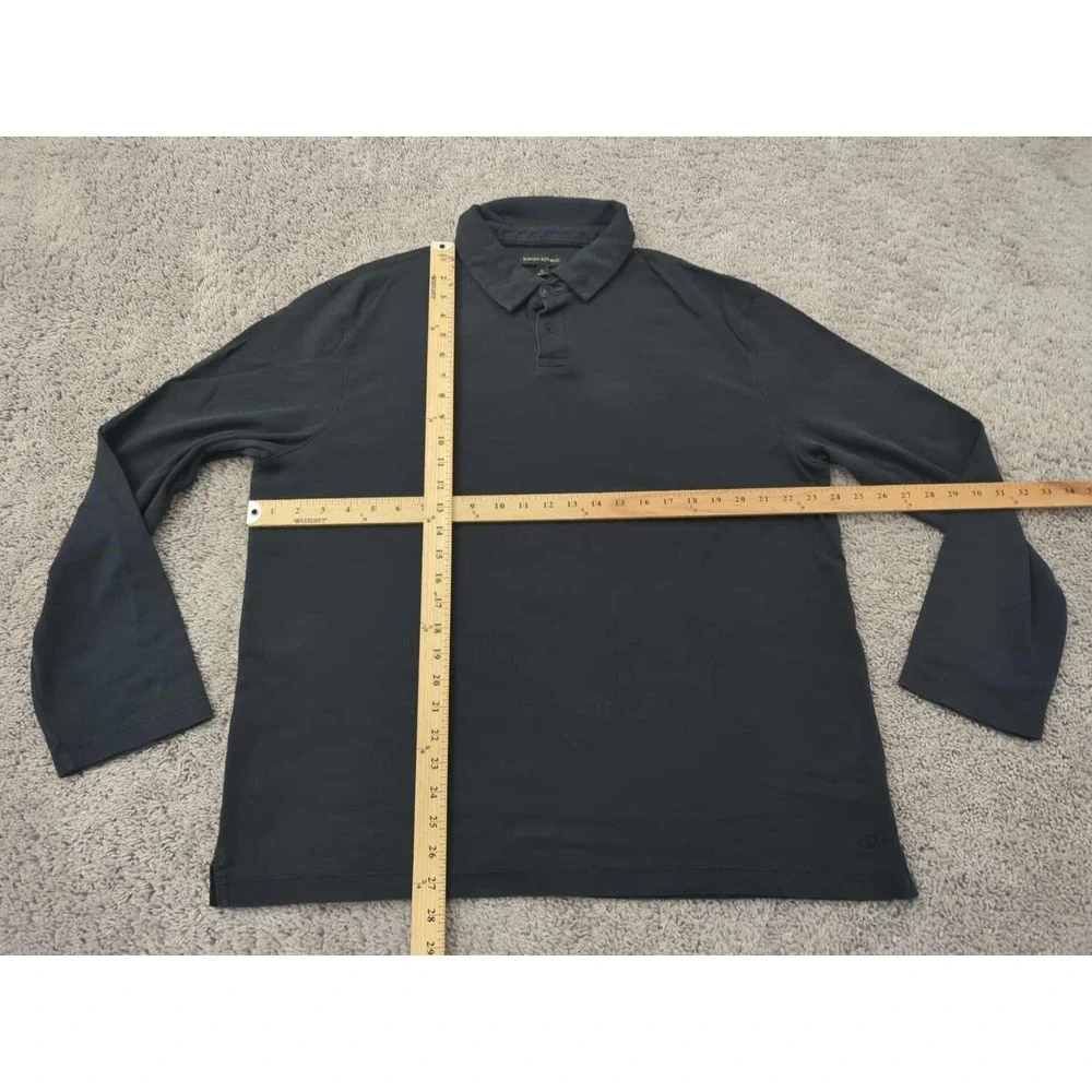 Banana Republic Polo Shirt Mens XL Black Long Sleeve Golf Preppy Casual‎